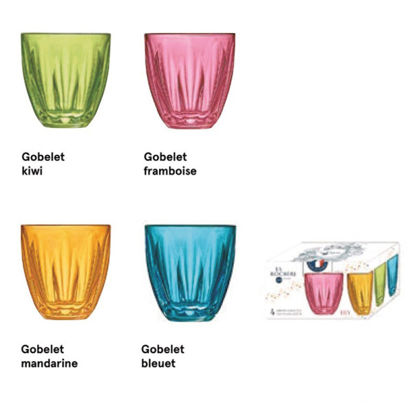 LA ROCHERE Set of 4 Lily water glasses colored tumblers