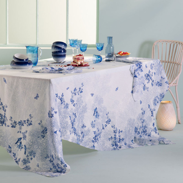 Garnier Thiebaut Volière Bleue Tablecloth - 5 sizes