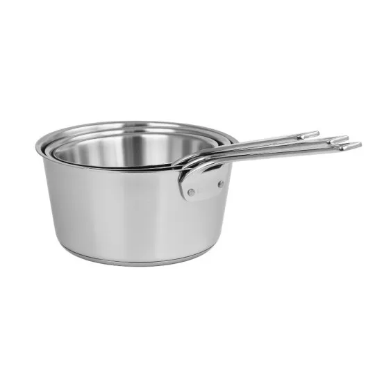 CRISTEL Set of 3 1826 brushed stainless steel saucepans