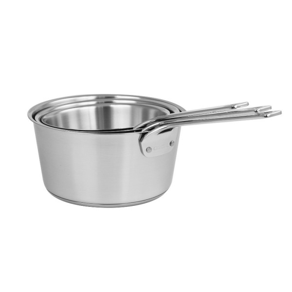 CRISTEL Set of 3 1826 brushed stainless steel saucepans