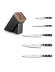 SABATIER Sarlat block black walnut and 5 Ideal kitchen knives Stainless steel rivets