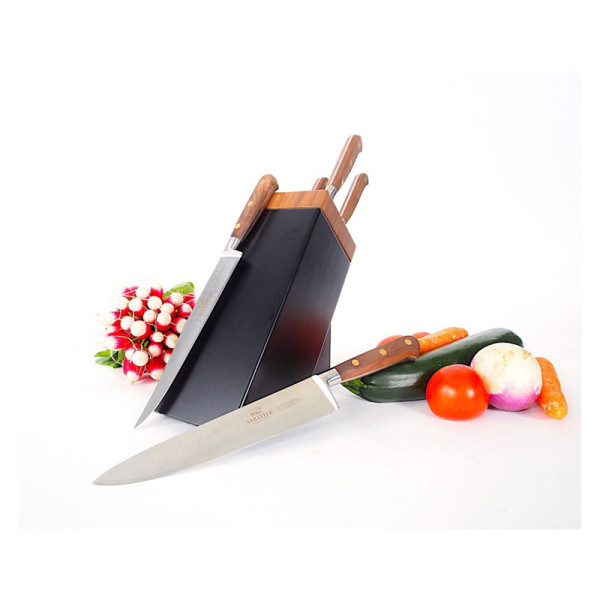 SABATIER black walnut Sarlat block and 5 Périgord kitchen knives