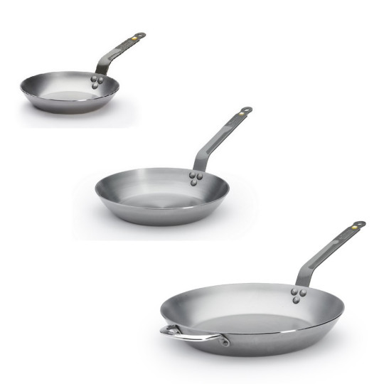 DE BUYER Mineral B Steel 3-Piece Frying Pan Set