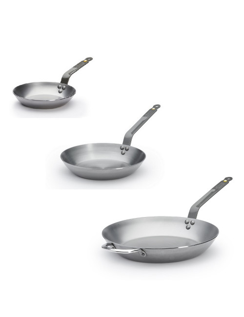 DE BUYER Mineral B Steel 3-Piece Frying Pan Set