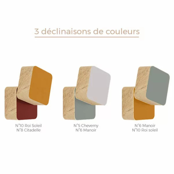 Drugeot Manufacture Décarré Coat Hook solid oak - 3 colors 2 finishes