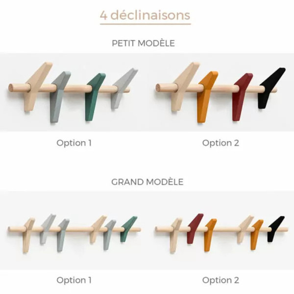 Drugeot Manufacture Hirondelle Coat Hook solid oak - 2 sizes 2 colors 2 finishes