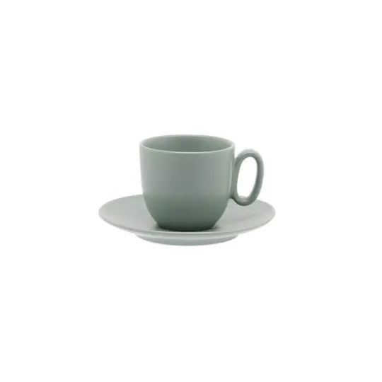 DEGRENNE 6 Modulo Nature Jade cups and saucers - 2 sizes