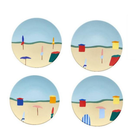 DEGRENNE Box of 4 dessert plates Destination sea 23cm