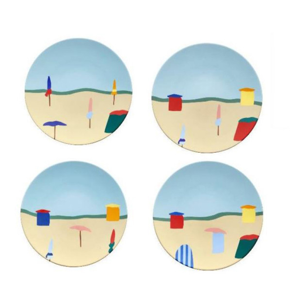 DEGRENNE Box of 4 dessert plates Destination sea 23cm