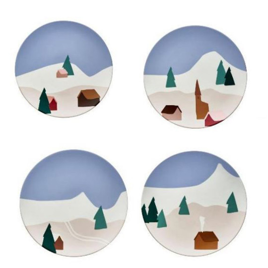 DEGRENNE Box of 4 dessert plates Mountain destination 23cm