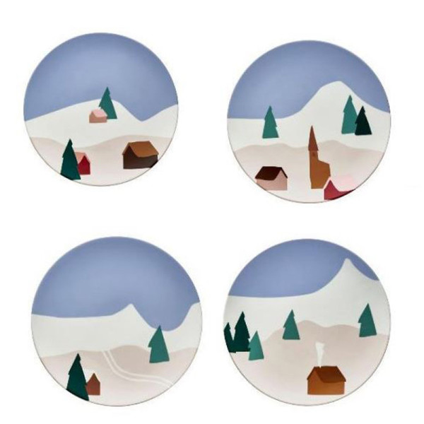 DEGRENNE Box of 4 dessert plates Mountain destination 23cm