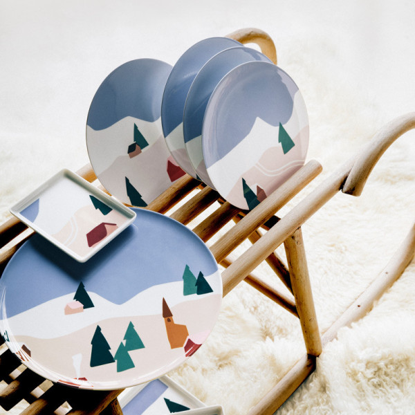 DEGRENNE Box of 4 dessert plates Mountain destination 23cm