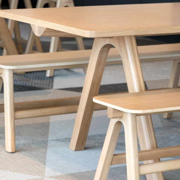 Dasras Chevron oak wood bench - 9 finishes 3 sizes