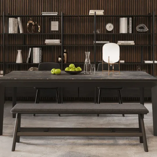 Dasras Chevron bench in oak wood and fabric - 9 finishes 3 sizes