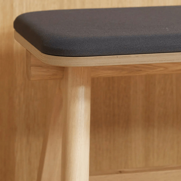 Dasras Chevron bench in oak wood and fabric - 9 finishes 3 sizes