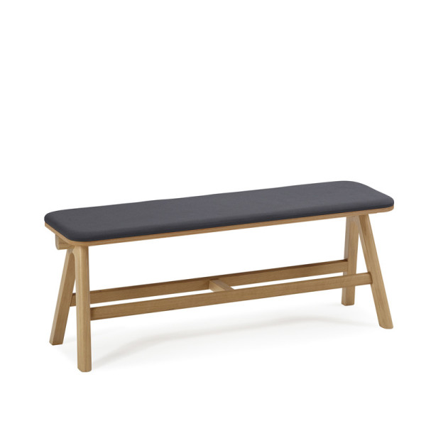 Dasras Chevron bench in oak wood and fabric - 9 finishes 3 sizes