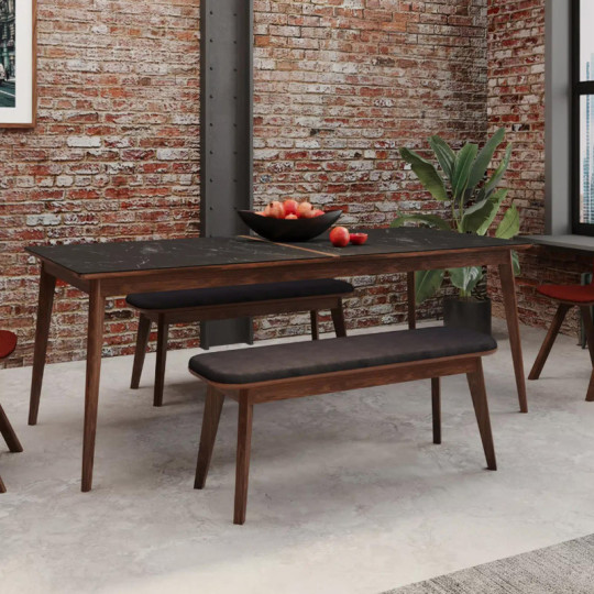 Dasras Snack Bench in oak wood and fabric - 9 finishes 3 sizes