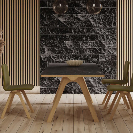 Chevron Dasras chair in oak wood and fabric - 9 finishes