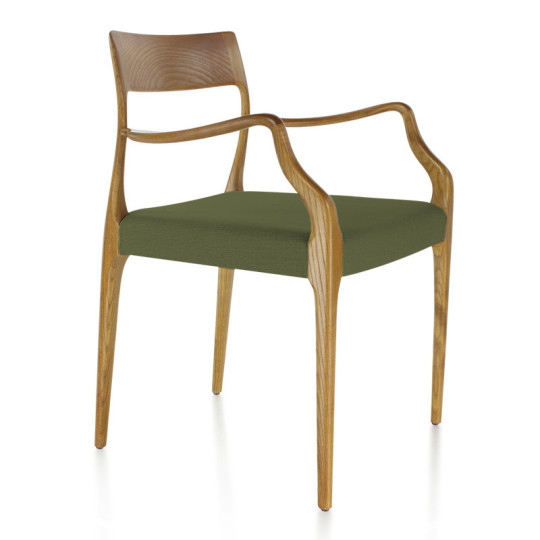 Dasras Zélie chair with ash wood and fabric armrests - 9 finishes