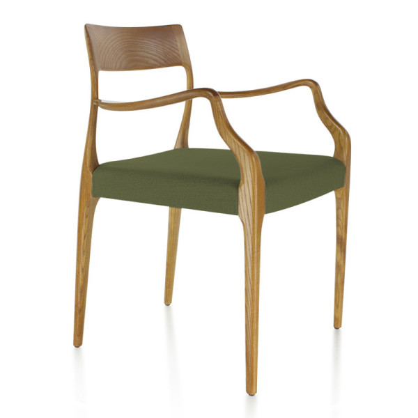 Dasras Zélie chair with ash wood and fabric armrests - 9 finishes