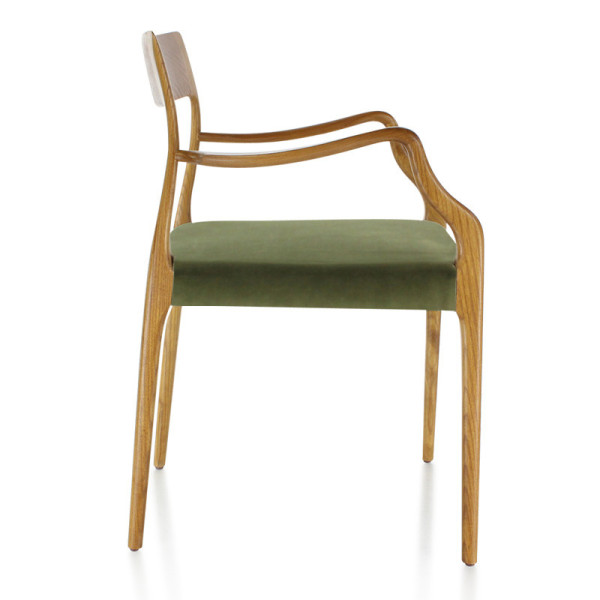 Dasras Zélie chair with ash wood and fabric armrests - 9 finishes