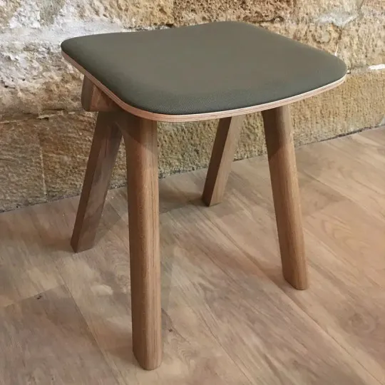 Dasras Chevron stool in oak wood and fabric - 9 finishes 3 heights