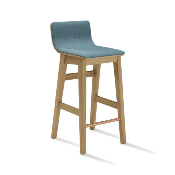 Dasras Snack stool in oak wood and fabric - 9 finishes 3 heights