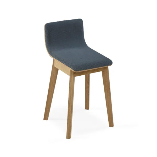 Dasras Snack stool in oak wood and fabric - 9 finishes 3 heights