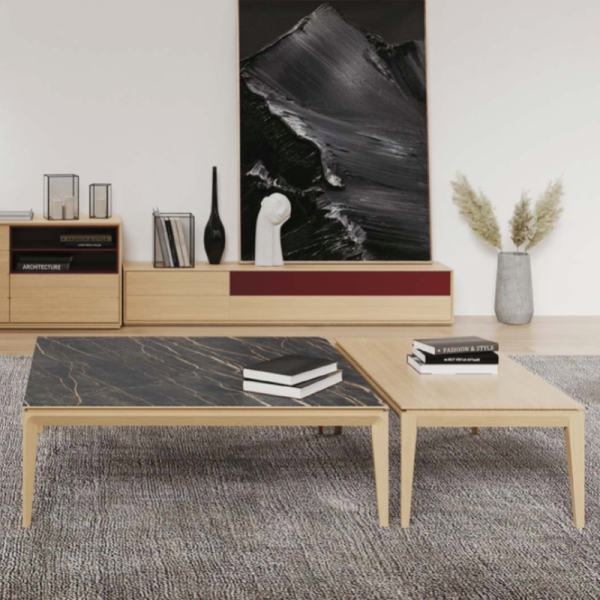 Dasras Buzz rectangular coffee table in oak or walnut wood - 10 finishes 2 sizes 2 models