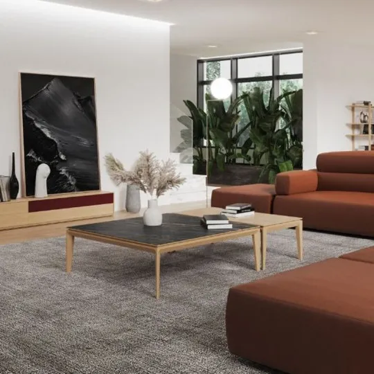 Dasras Buzz square coffee table ceramic wood oak or walnut - 10 finishes 2 sizes