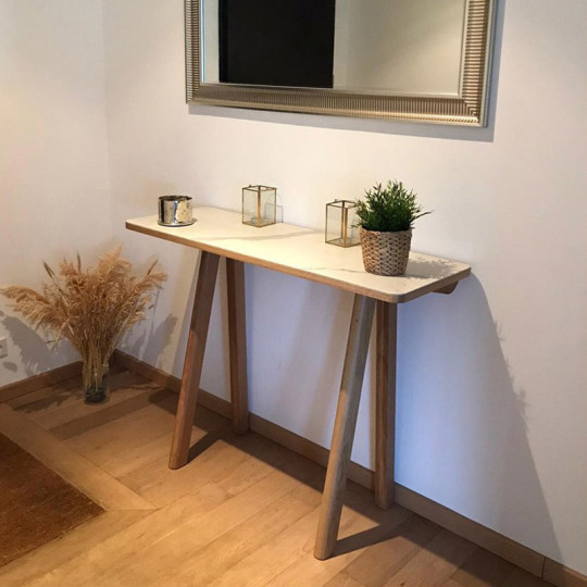 Dasras Chevron Fixed console ceramic wood oak or walnut - 10 finishes 3 sizes