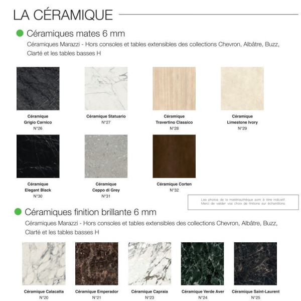 Dasras Clarté Fixed console ceramic wood oak or walnut - 10 finishes 4 sizes