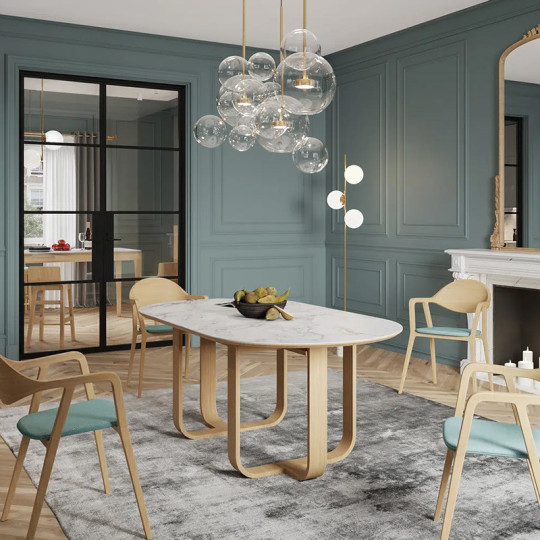 Dasras Luge Fixed dining table ceramic wood oak H.75 - 9 finishes 3 sizes