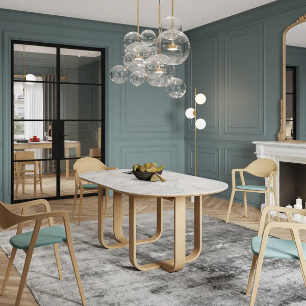 Dasras Luge Fixed dining table ceramic wood oak H.75 - 9 finishes 3 sizes