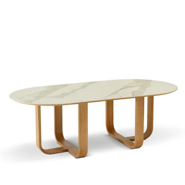 Dasras Luge Fixed dining table ceramic wood oak H.75 - 9 finishes 3 sizes