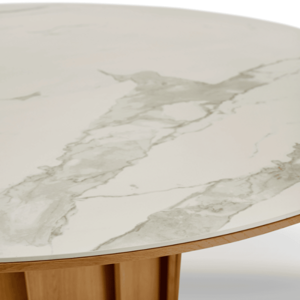 Dasras Volute Fixed dining table ceramic wood oak or walnut H.75 - 10 finishes 3 sizes