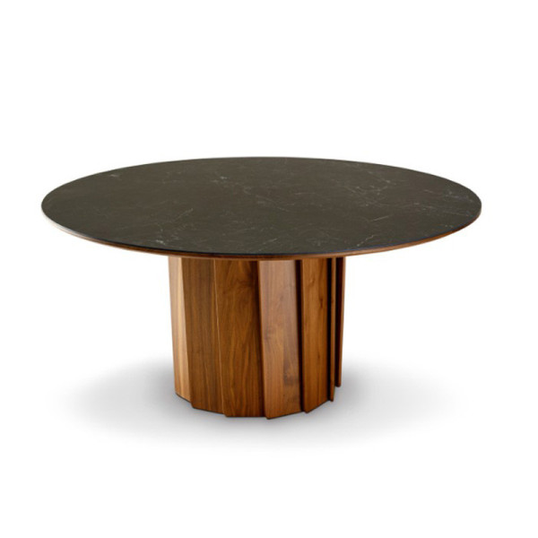 Dasras Volute Fixed dining table ceramic wood oak or walnut H.75 - 10 finishes 3 sizes