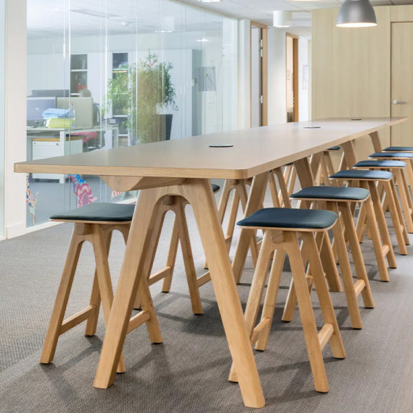 Dasras Chevron fixed dining table in oak or walnut wood - 10 finishes 17 sizes