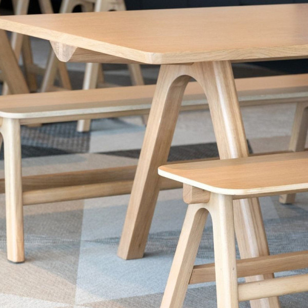 Dasras Chevron fixed dining table in oak or walnut wood - 10 finishes 17 sizes