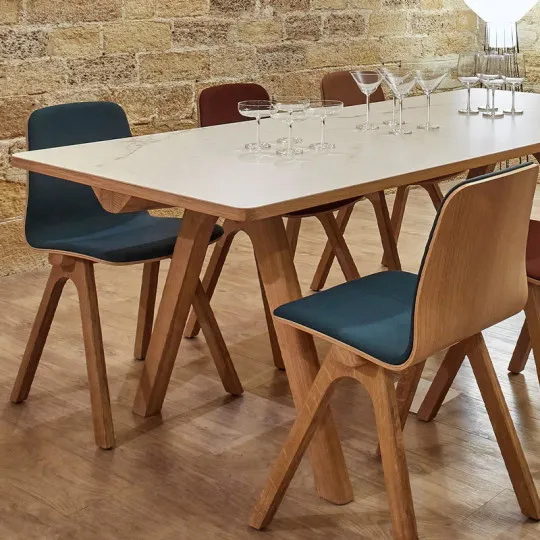 Dasras Chevron Fixed dining table ceramic wood oak or walnut - 10 finishes 17 sizes