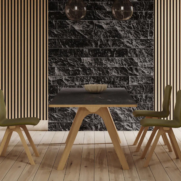 Dasras Chevron Fixed dining table ceramic wood oak or walnut - 10 finishes 17 sizes