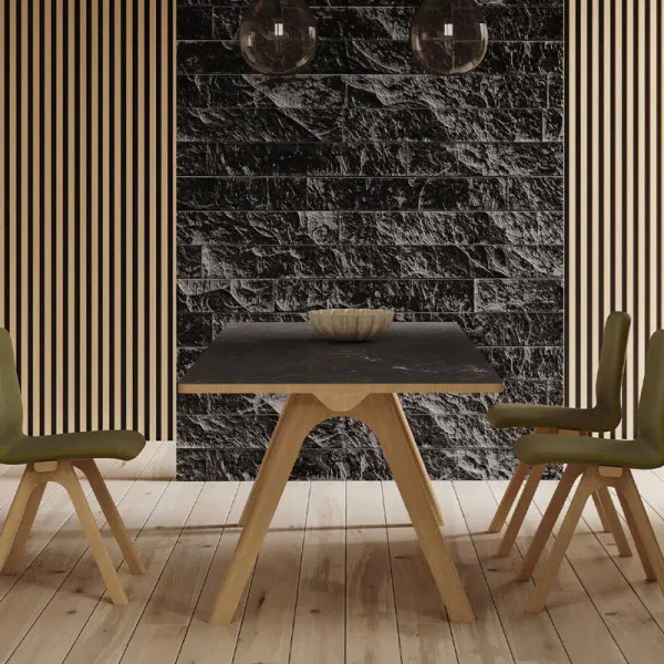 Dasras Chevron Fixed dining table ceramic wood oak or walnut - 10 finishes 17 sizes