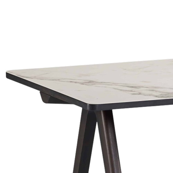 Dasras Chevron Fixed dining table ceramic wood oak or walnut - 10 finishes 17 sizes