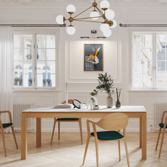 Dasras Clarté fixed dining table in oak or walnut wood - 10 finishes 21 sizes