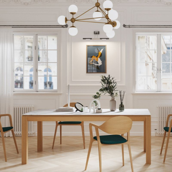 Dasras Clarté fixed dining table in oak or walnut wood - 10 finishes 21 sizes