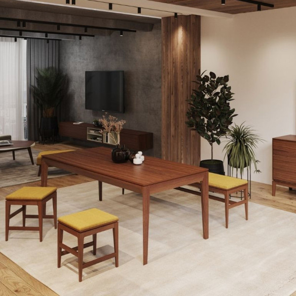 Dasras Buzz Fixed dining table oak or walnut wood - 10 finishes 21 sizes