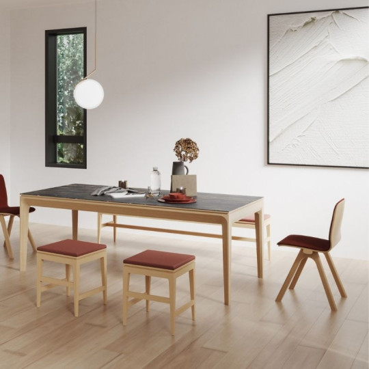 Dasras Buzz fixed dining table ceramic wood oak or walnut - 10 finishes 17 sizes