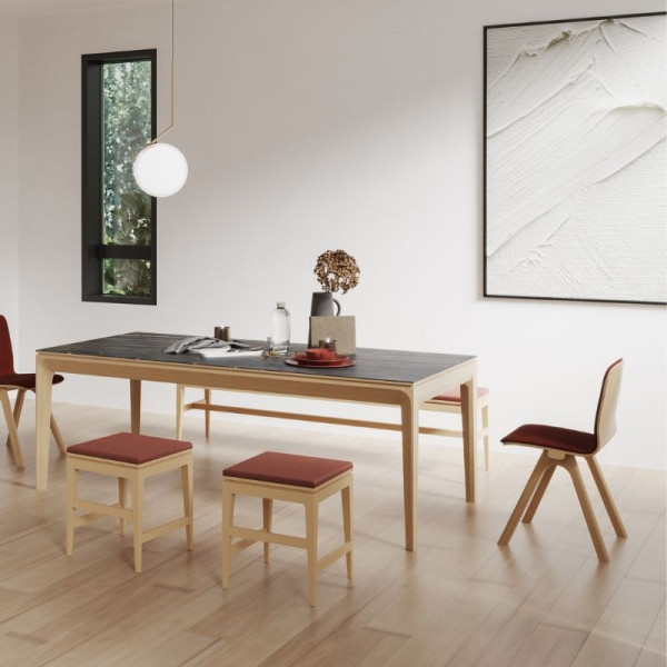 Dasras Buzz fixed dining table ceramic wood oak or walnut - 10 finishes 17 sizes