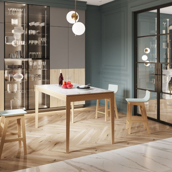 Dasras Buzz fixed dining table ceramic wood oak or walnut - 10 finishes 17 sizes