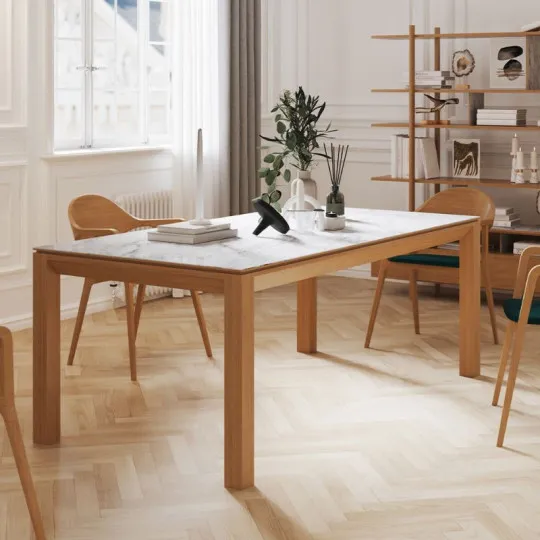 Dasras Clarté Extendable dining table ceramic wood oak or walnut - 10 finishes 8 sizes 2 models
